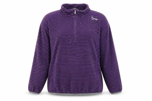 Front view of TOG24 Women's Purple Striped Henley Sweatshirt -, size 14