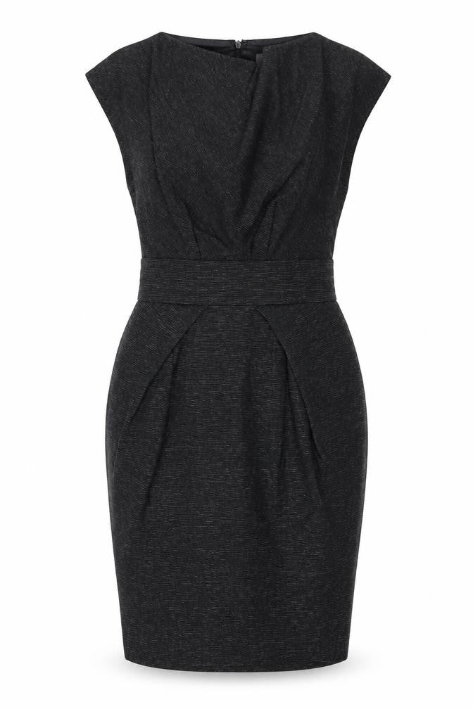Front view of Great Plains Women's Black Sheath Dress, S