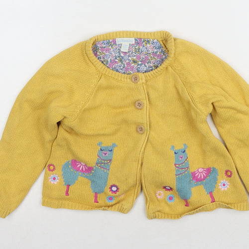 JoJo Maman Bébé Yellow Girls Animal Cardigan, 7 Years
