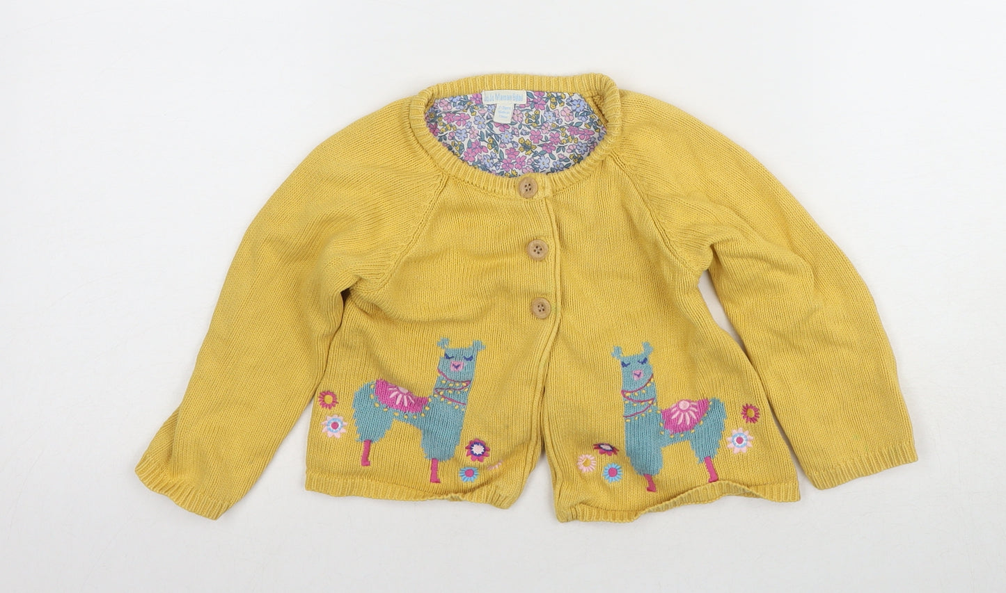JoJo Maman Bébé Yellow Girls Animal Cardigan, 7 Years