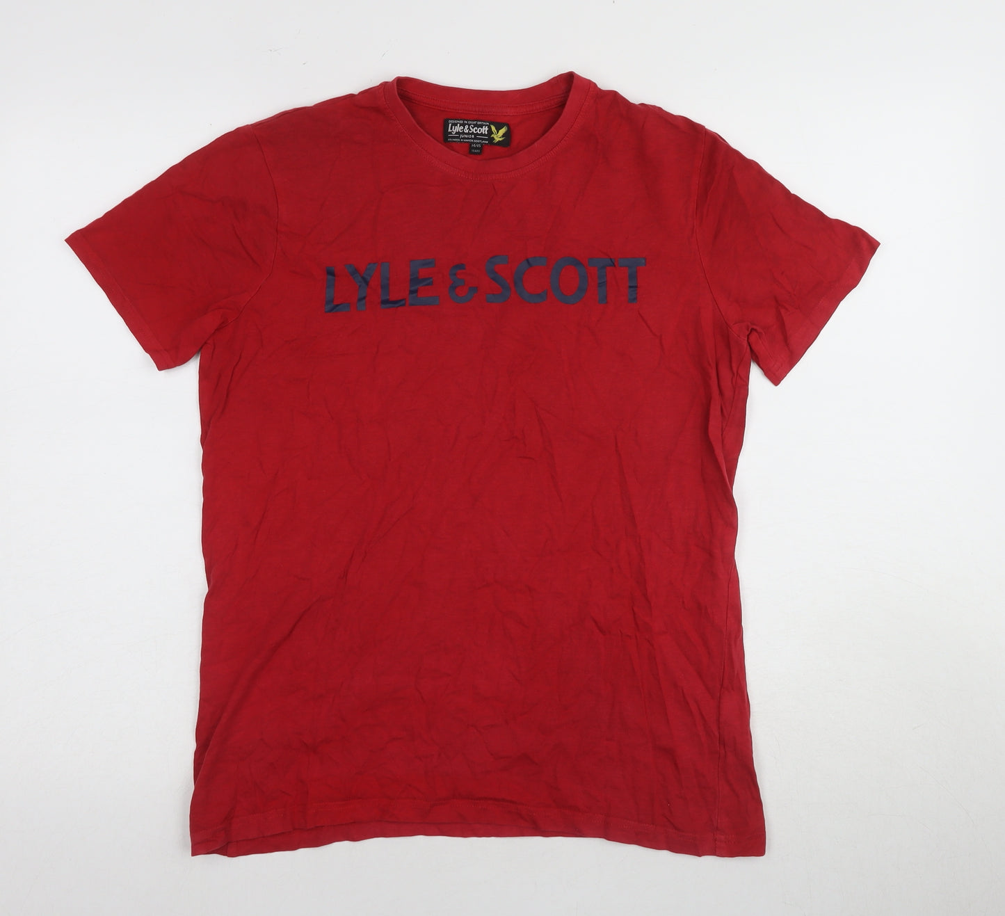 Lyle & Scott Boys Red T-Shirt Size 14-15 Years Logo Casual