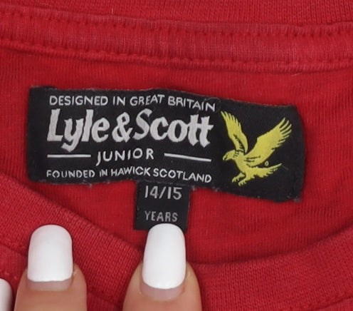 Lyle & Scott Boys Red T-Shirt Size 14-15 Years Logo Casual