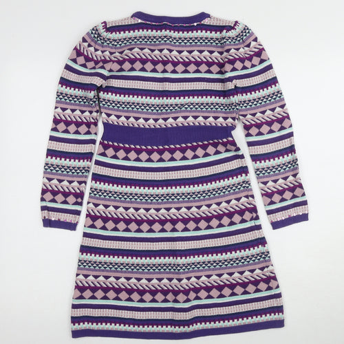 Monsoon Girls Purple Geometric Sweater Dress 9-10 Years