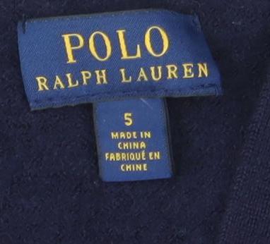 Ralph Lauren Boys Blue V-Neck Wool Cardigan, Size S