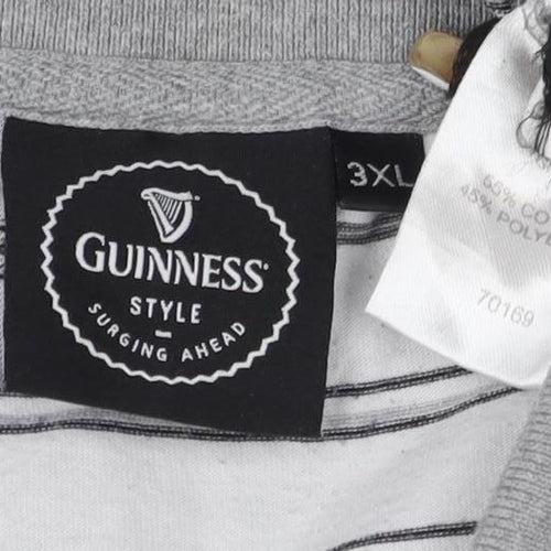 GUINNESS Mens Grey Striped Polo Shirt 3XL