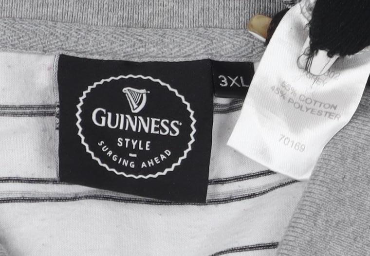 GUINNESS Mens Grey Striped Polo Shirt 3XL