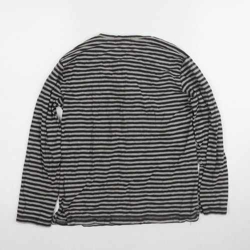Polo Ralph Lauren Women's Black Striped Henley Top M 10-12