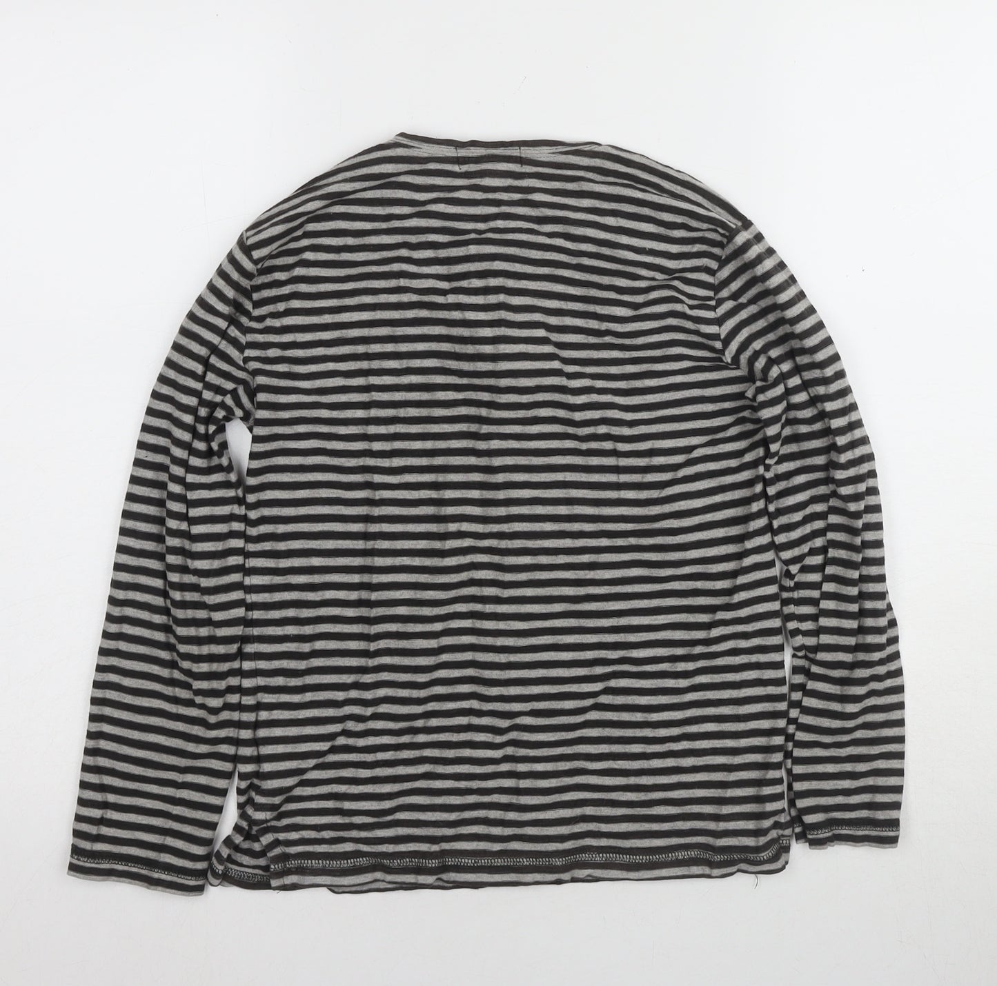 Polo Ralph Lauren Women's Black Striped Henley Top M 10-12