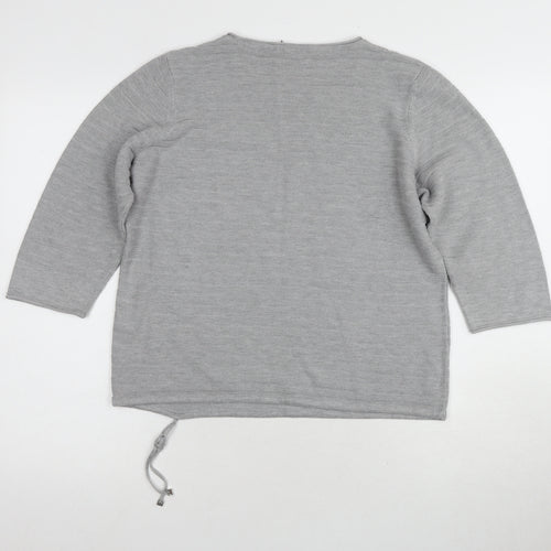 RABE Women's Grey Pullover Jumper, Size 14, Studded Accent