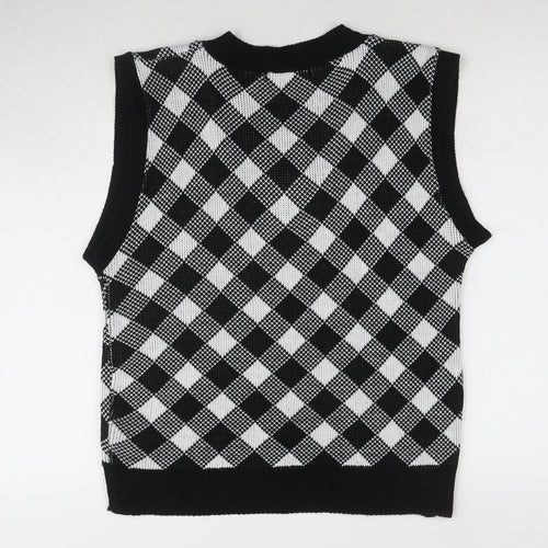 NAANAA Women's Black Sleeveless Argyle Knit Vest Size S/M