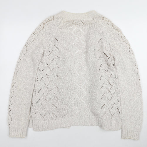 FatFace Women's Ivory Cardigan Size 12 V-Neck Cable-Knit