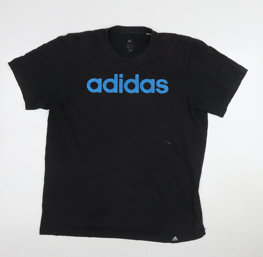 Adidas Men's Black Large Cotton Blend T-Shirt