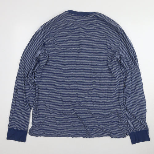 Gap Henley Long Sleeve Blue Striped Men's T-Shirt L