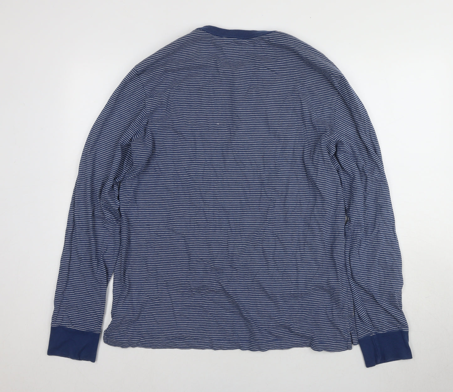 Gap Henley Long Sleeve Blue Striped Men's T-Shirt L