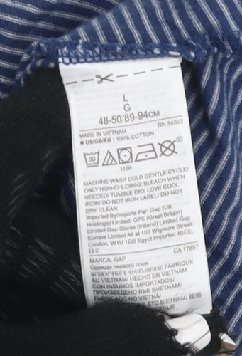 Gap Henley Long Sleeve Blue Striped Men's T-Shirt L