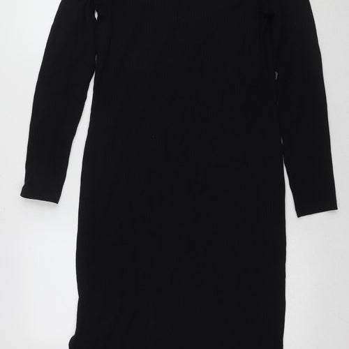 JoJo Maman Bébé Black Midi Bodycon Dress, S, Long Sleeve