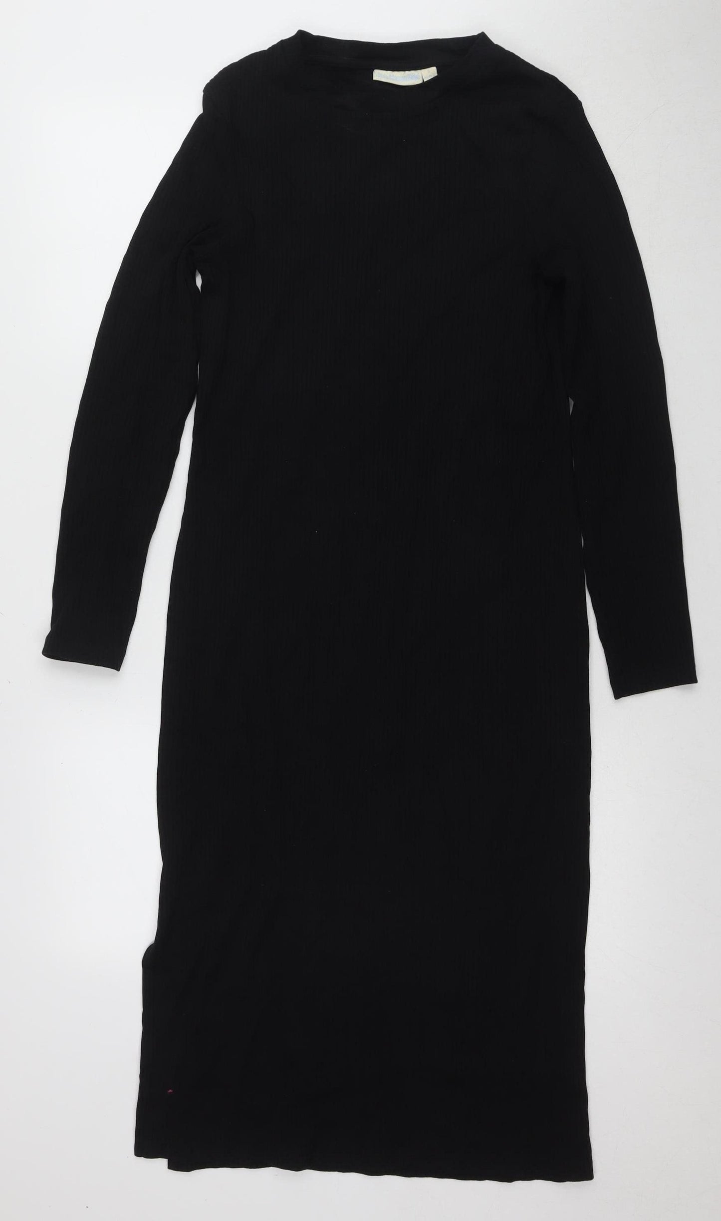JoJo Maman Bébé Black Midi Bodycon Dress, S, Long Sleeve
