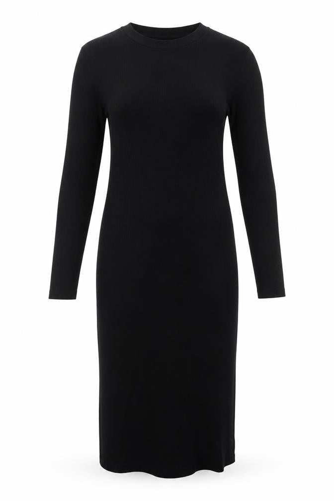 JoJo Maman Bébé Black Midi Bodycon Dress, S, Long Sleeve