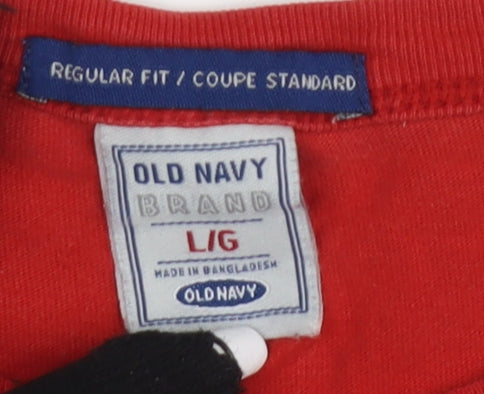 Old Navy Men's Red Cotton T-Shirt L Regular Fit