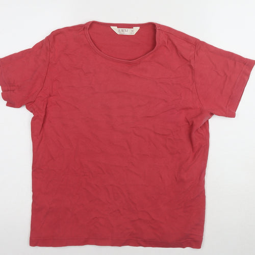 EWM Women's Red Cotton Basic T-Shirt M