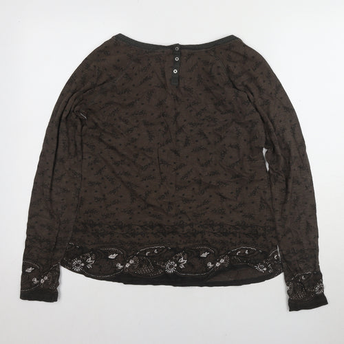 Fat Face Women's Brown Floral Blouse, Size 14