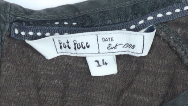 Fat Face Women's Brown Floral Blouse, Size 14