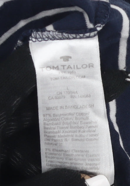 Tom Tailor Women's Blue Striped T-Shirt L