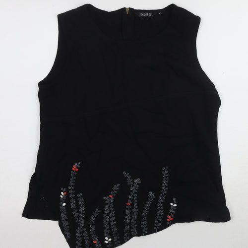 IMARA Women's Black Sleeveless Embroidered Blouse XL
