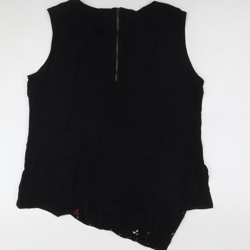 IMARA Women's Black Sleeveless Embroidered Blouse XL