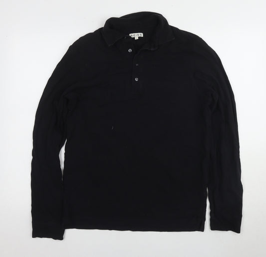 Reiss Men's Black Long Sleeve Polo Medium