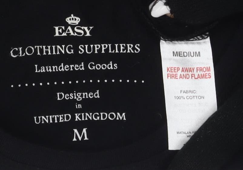 Easy Clothing Black Men's Medium Cotton T-Shirt