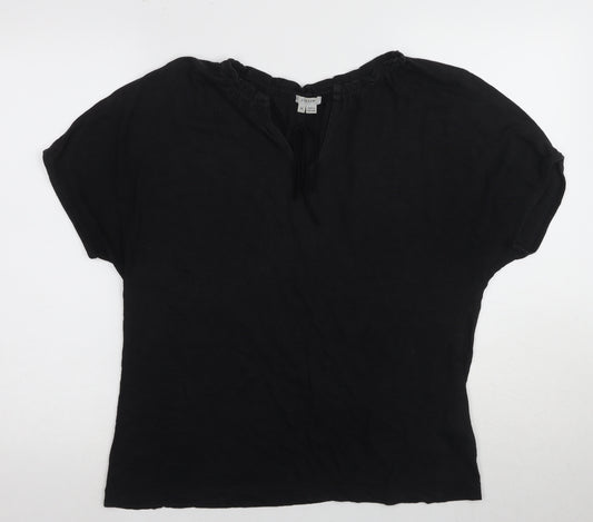 Jigsaw Women's Black Linen Blouse, Size M, Casual Spring