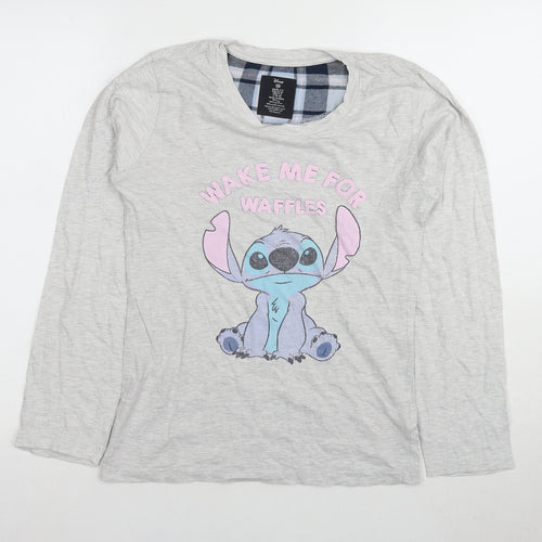 Disney Women's Grey Stitch Long Sleeve Pyjama Top