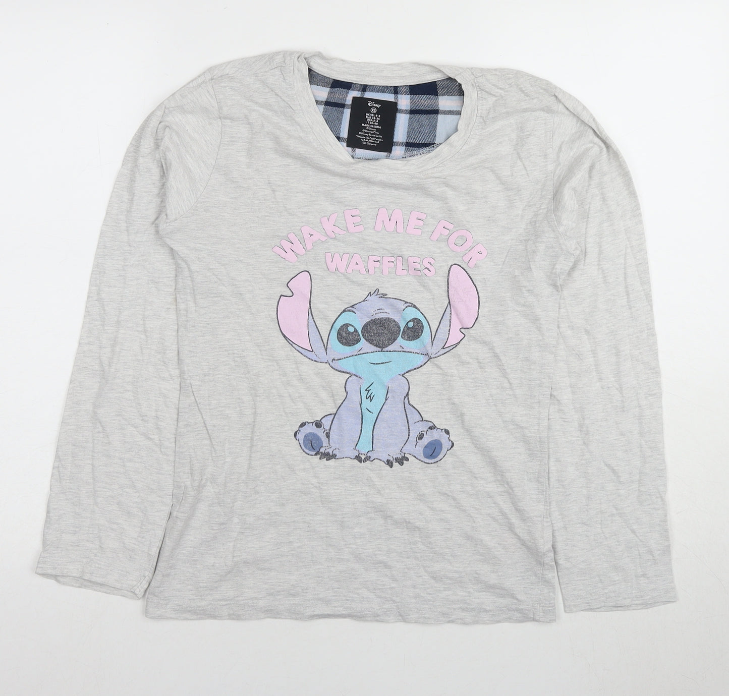 Disney Women's Grey Stitch Long Sleeve Pyjama Top
