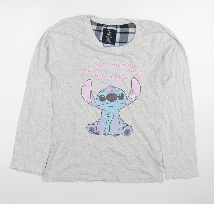 Disney Women's Grey Stitch Long Sleeve Pyjama Top