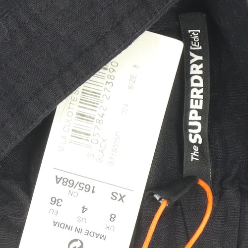 Superdry Women's Black Culotte Shorts, XS, Cotton Blend