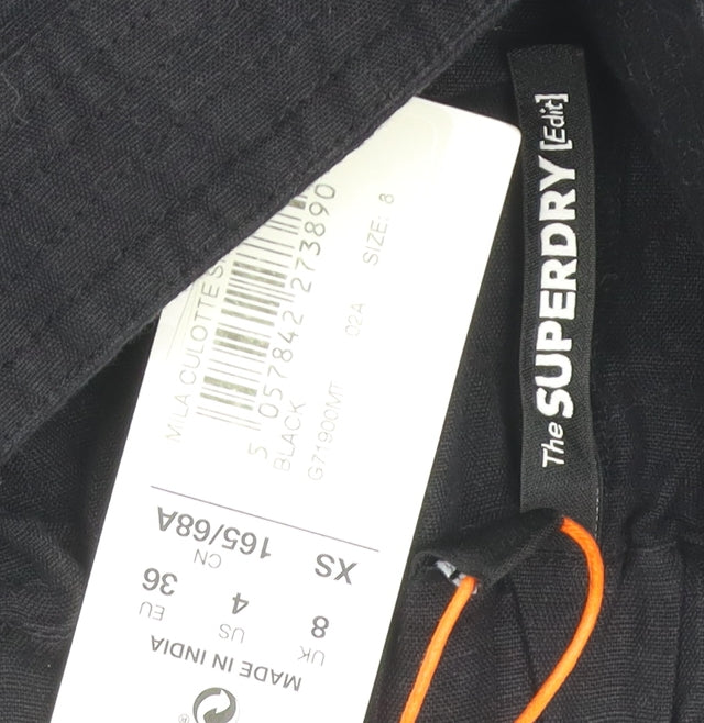 Superdry Women's Black Culotte Shorts, XS, Cotton Blend