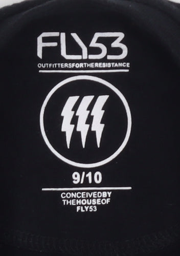 FLY53 Boys Black Cotton Graphic T-Shirt 9-10 Years