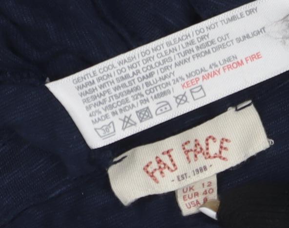 Fat Face Women's Blue Wrap Top, UK 12, Casual Cotton