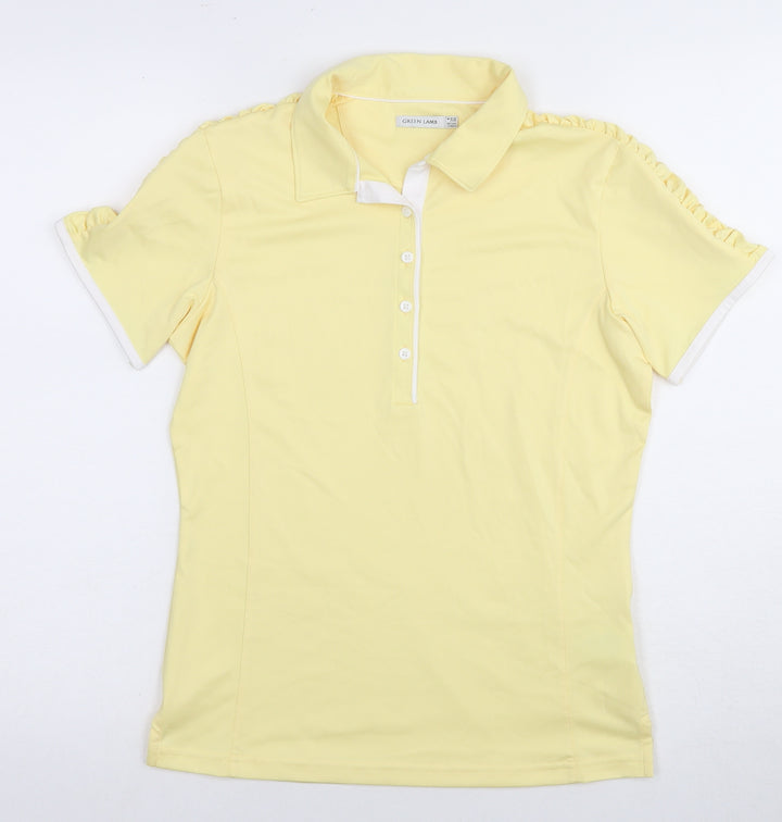 Green Lamb Women's Yellow XS Collared Polo Shirt