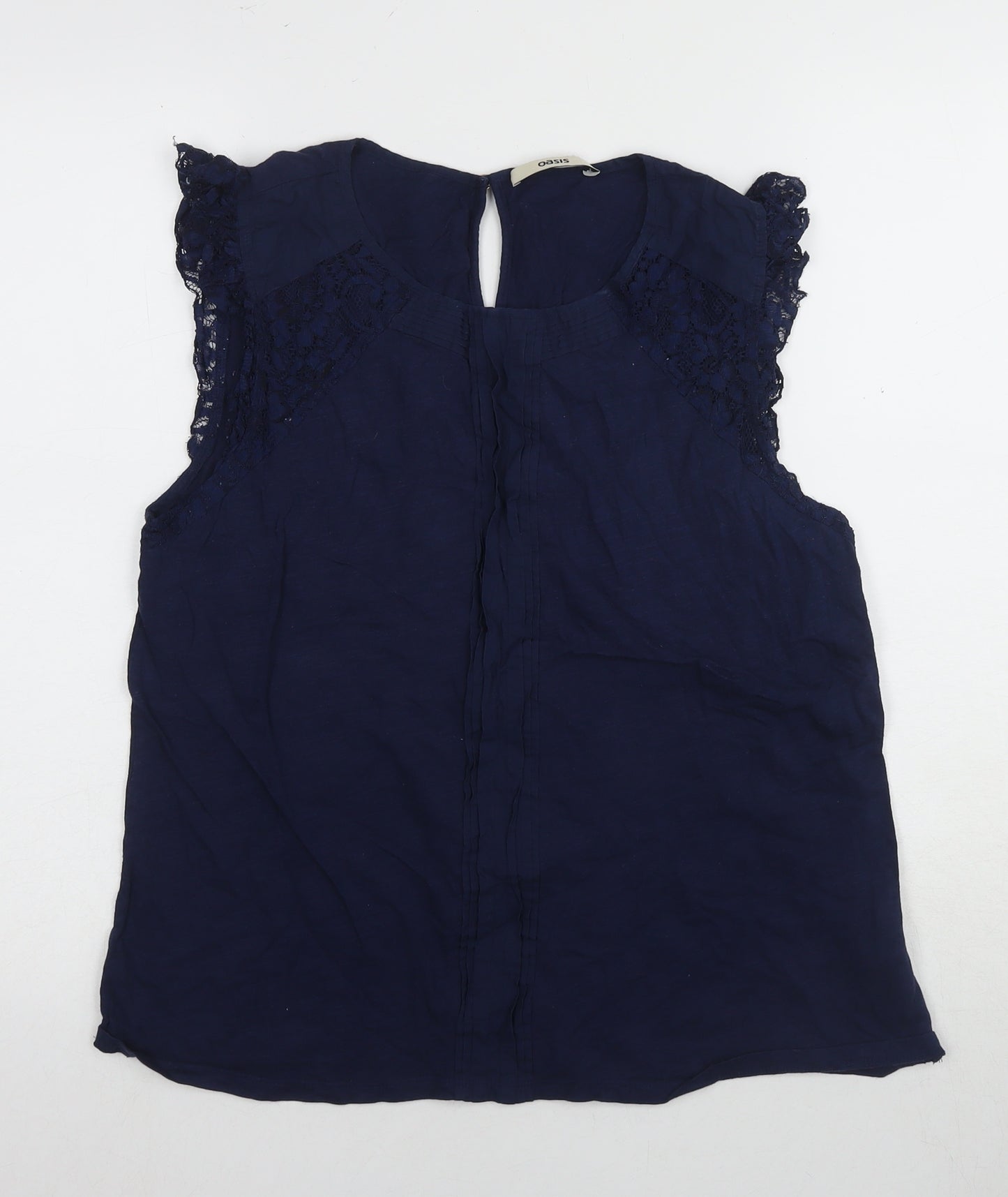 Oasis Blue Women's Lace Blouse - Size L, Sleeveless, Casual