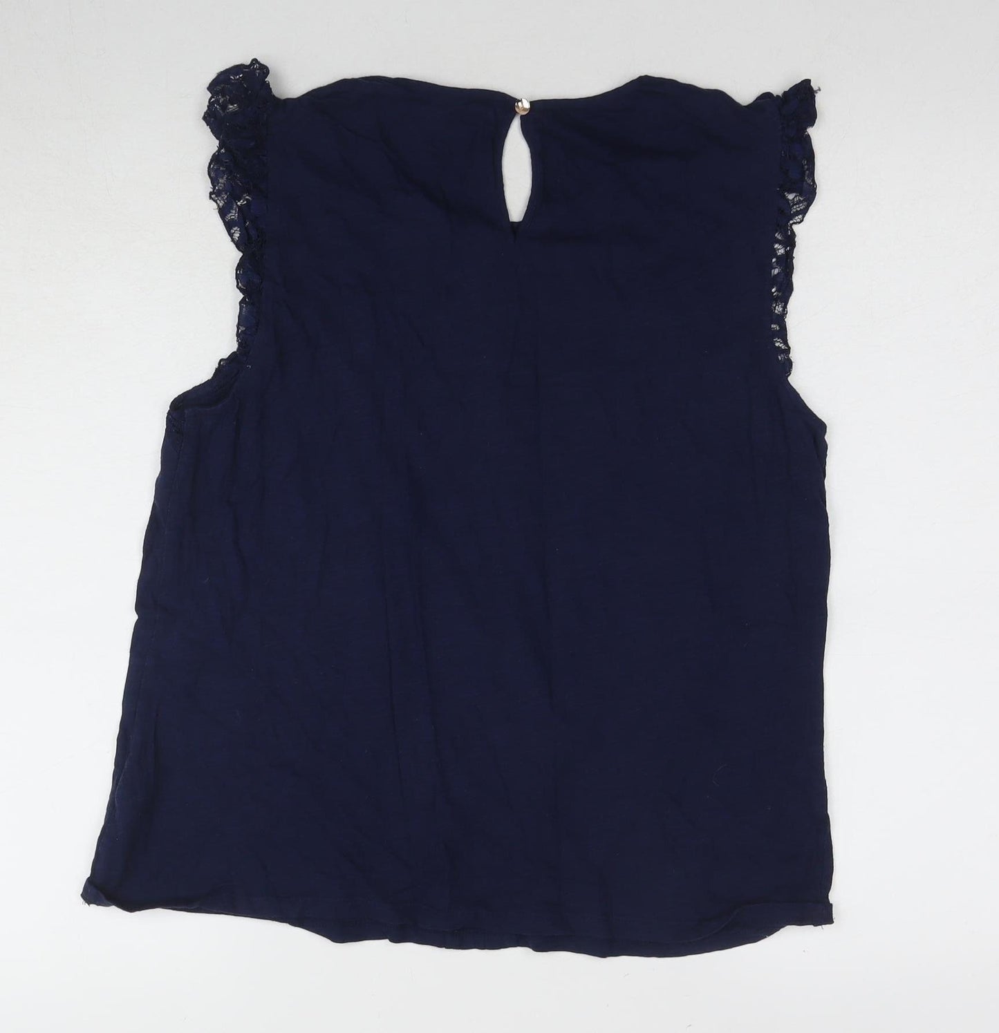 Oasis Blue Women's Lace Blouse - Size L, Sleeveless, Casual