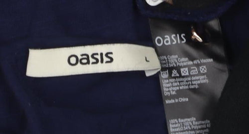 Oasis Blue Women's Lace Blouse - Size L, Sleeveless, Casual