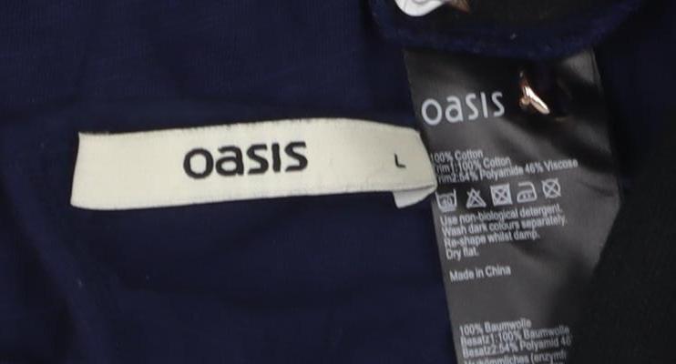 Oasis Blue Women's Lace Blouse - Size L, Sleeveless, Casual