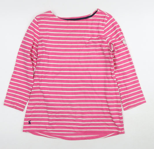 Joules Women's Pink Striped 3/4 Sleeve Cotton T-Shirt