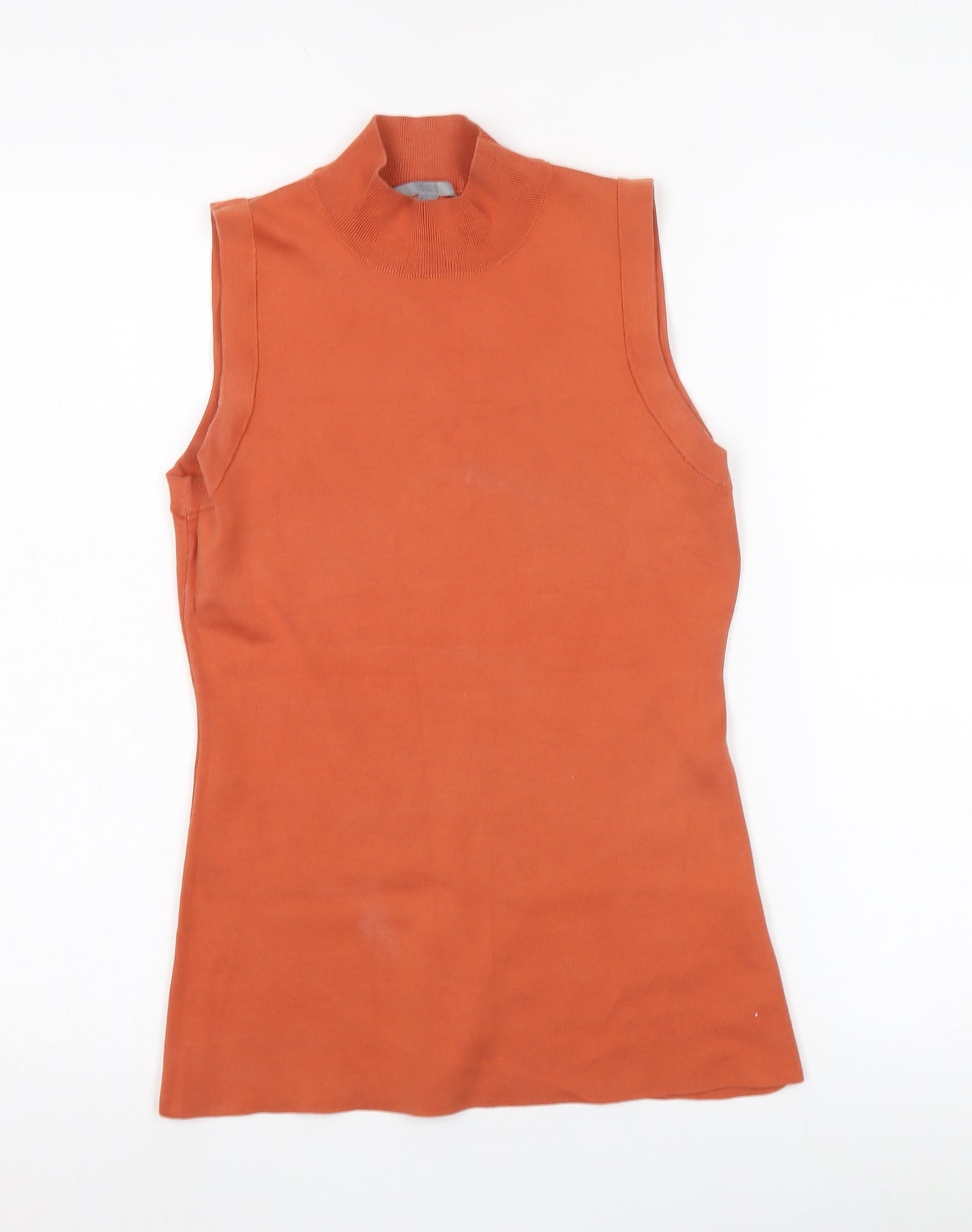 COS Women's Orange Sleeveless Mock Neck Top Size L