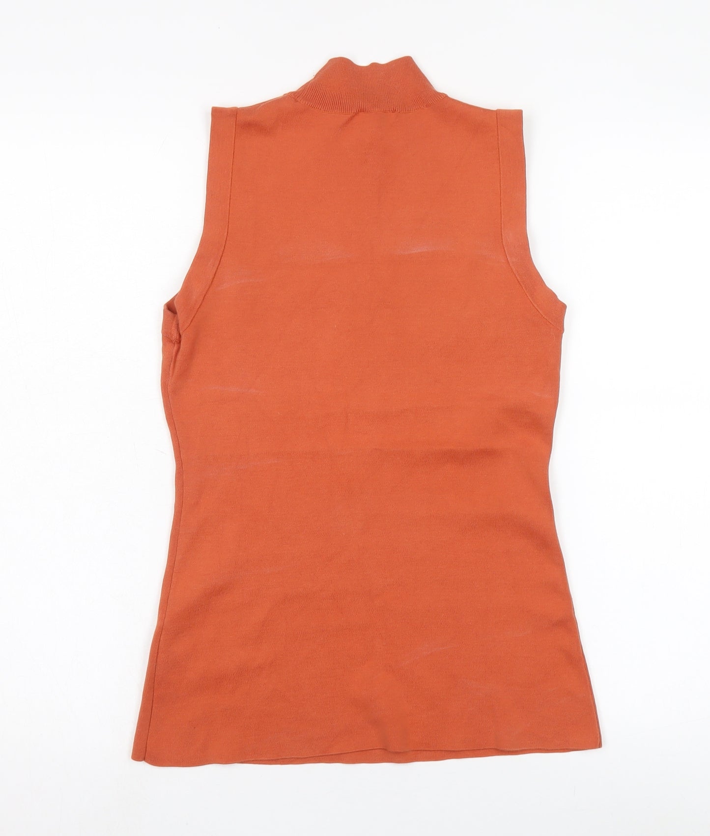 COS Women's Orange Sleeveless Mock Neck Top Size L
