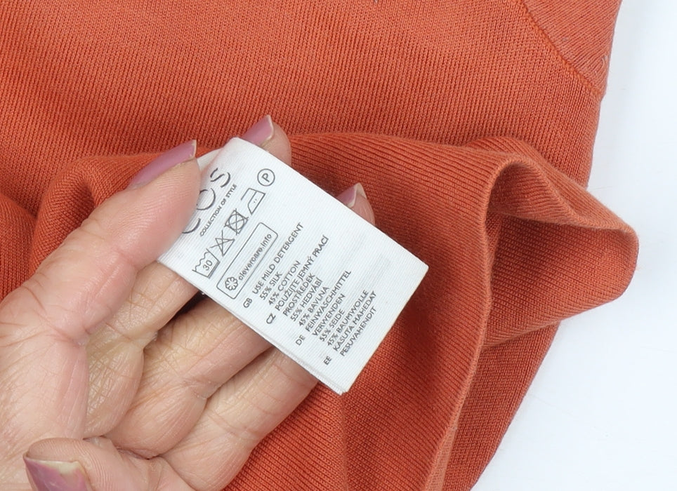 COS Women's Orange Sleeveless Mock Neck Top Size L