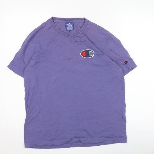 Champion Men's Purple Cotton Crew Neck T-Shirt M