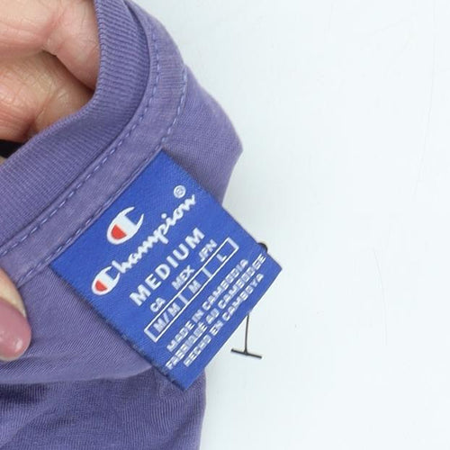 Champion Men's Purple Cotton Crew Neck T-Shirt M